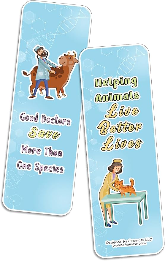 Creanoso Inspiring Vet Bookmarks (10-Sets x 6 Cards) – Daily Inspirational Card Set – Interesting Book Page Clippers – Great Rewards for Adults and Professionals