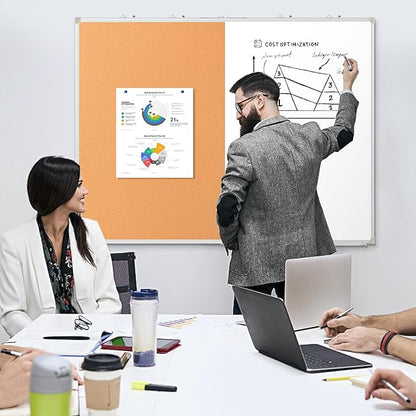 DOLLAR BOSS Foldable Cork Board White Board Combo 48 x 36 Inch Extra Large Magnetic Whiteboard Dry Erase Bulletin Board Portable Double Sided Aluminum Frame Pin Board Back to School Supplies