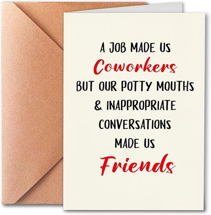Funny Farewell Card, A Job Makes Us Coworkers, Friends, Perfect For Coworkers, Bosses, Funny Leaving Cards for Him and Her, Leave A greeting Card for Your Best Friend At Work