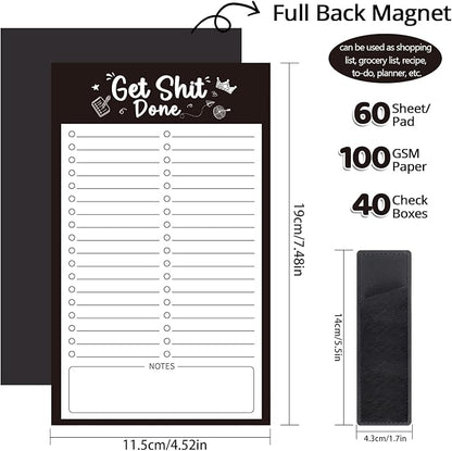 2 Pack Grocery List Magnet Pad for Fridge with Pen Holder, Total 120 Sheets Magnetic Note Pad for Fridge Full Back Magnet Shopping List, To Do List, Memo Notepads, 4.5x7.5"(Simple Style)