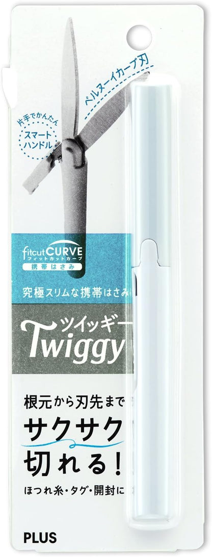 PLUS 34-572 Scissors Portable Type Fit Cut Curve Twiggy White Slim Form