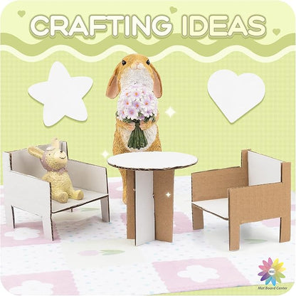 Mat Board Center, 25 pack 5x7 Corrugated Cardboard sheet, 1/8 inch thick, Flat Cardboard Inserts for Mailing, Packaging & Shipping, Cardboard Backing, Craft Card Board (White on one side)