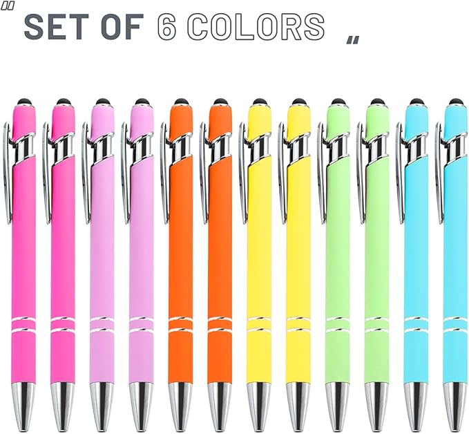 Up to 480 Pcs Personalized Pens in Bulk, Custom Metallic Printed Name Pens with Black Ink, Customized Pens Bulk with Stylus-Great Gift Ideas(Macaroon 6 Color)