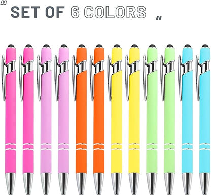 Up to 480 Pcs Personalized Pens in Bulk, Custom Metallic Printed Name Pens with Black Ink, Customized Pens Bulk with Stylus-Great Gift Ideas(Macaroon 6 Color)