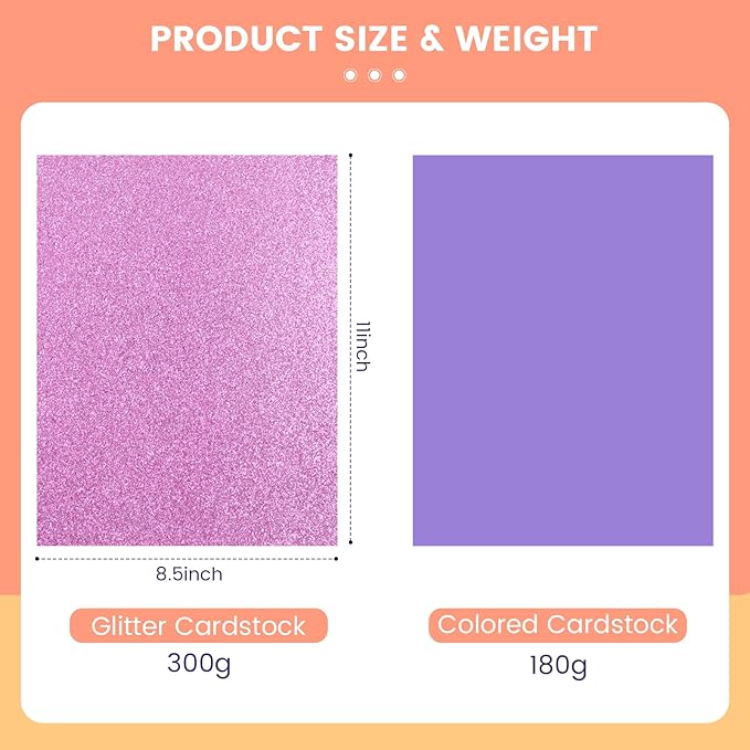 60 Sheets HTVRONT Colored Cardstock Paper Bundle, 20 Colors Glitter Cardstock and Colored Card Stock 8.5 x 11in, Thick Glitter Cards for Cricut Machine, Christmas Birthday Wedding Party Decoration