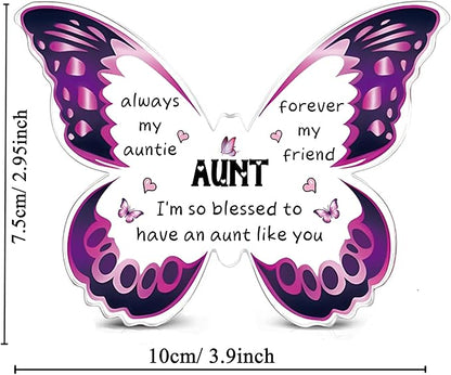 Auntie Gifts for Women Acrylic Plaque Bookmark Set Birthday Gifts for Aunty Personalised Butterfly Keepsake Bookmarker Mothers Day Christmas Gifts from Niece Nephew Always My Aunty Forever My Friend
