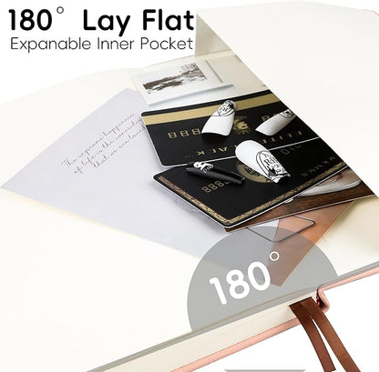 Lined Journal Notebook for Women Men, 192 Pages 100 GSM Thick Paper, Hardcover | Embossed Leather Journals for Writing, A5 College Ruled | Business, Work & School, 5.8"×8.5"(Pink)