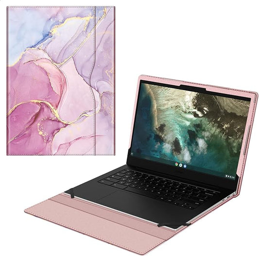 Fintie Sleeve Case for 14" Samsung Galaxy Chromebook Go XE340XDA XE345XDA/Dell Latitude 3410/HP Pavilion 14-ceXXXX/Lenovo 14W Windows Gen 2 - Premium PU Leather Portfolio Book Cover, Glittering Marble