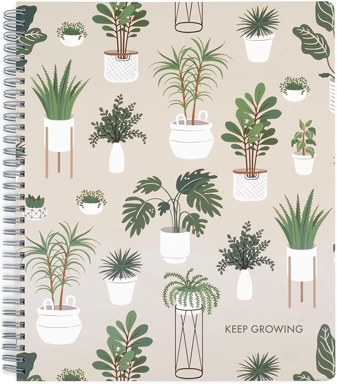 Steel Mill & Co Cute Large Spiral Notebook College Ruled, 11" x 9.5" with Durable Hardcover and 160 Lined Pages (Sage Plants)