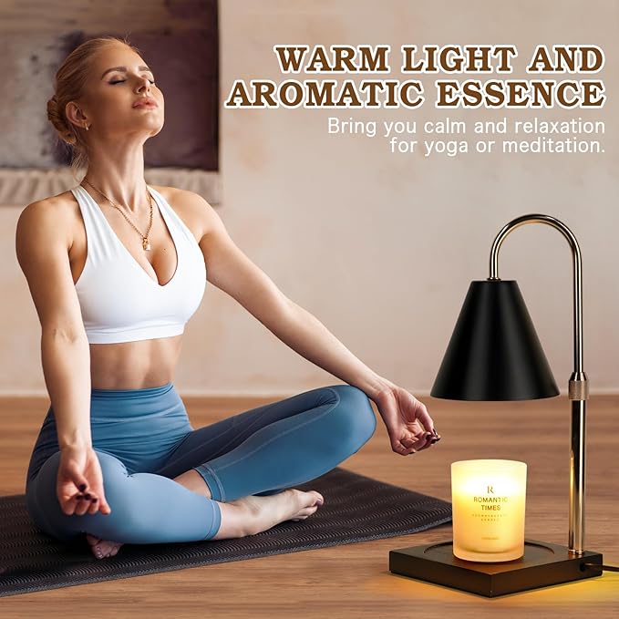 Candle Warmer Lamp with Timer Dimmer, Electric Candle Lamp Warmer for Bedroom Decor, Birthday Gifts for Women Mom, Adjustable Metal Candle Lamp, Mom Gifts, Home Decor for House Warming Gifts, Black