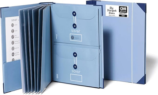 Savor | 2025 Updated Edition The Folio™ Document Organizer|Custom Dyed Cloth Bound Expanding File Folder for Important Papers, Emergency Binder,Birth Certificates,Social Security Cards, and Passports