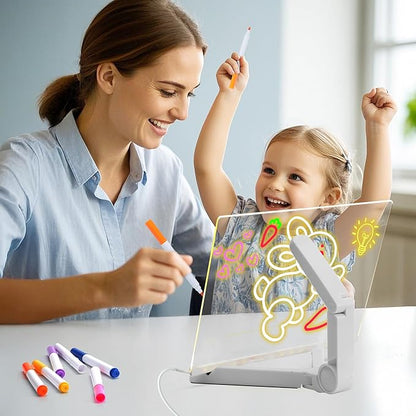 LED Note Board with Colors,LED Drawing Pad with 7 Color Pen,Light Up Acrylic Message Board with Adjustable Stand,Acrylic Dry Erase Board with Light for Office School Home,Gift for Kids(6"x6")