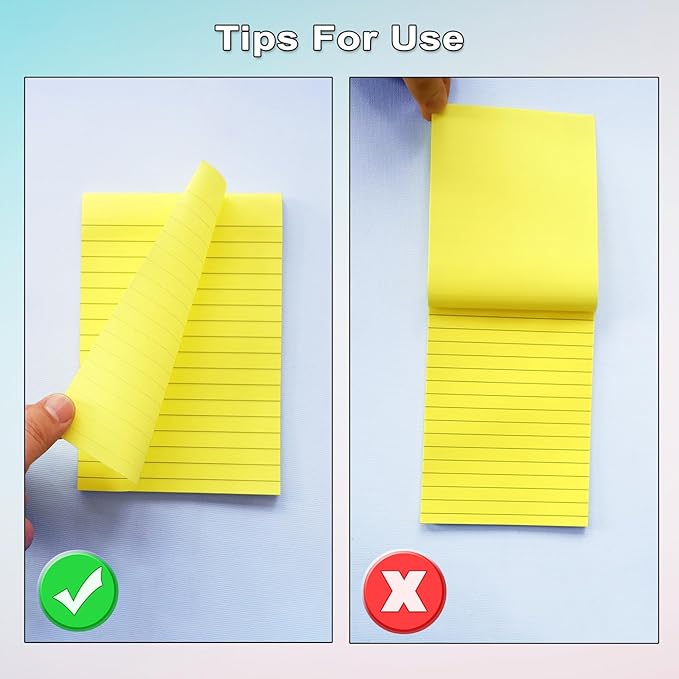 9 Pack Lined Sticky Notes 4X6 in Post, 9 Pastel Colors Large Ruled Post Sticky Colorful Super Sticking Power Memo Pads Strong Adhesive, Sticky Notes with Lines Office, Home, 35 Sheets/pad