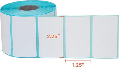 ESSENTIAL 50 Roll 2 1/4 x 1 1/4 Inch Direct Thermal Labels, 1000 Labels of Roll, Permanent Adhesive, Perforations Between Labels (50 Rolls, 50000 Labels)
