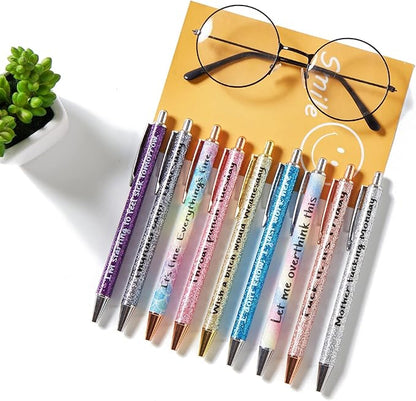 9PCS funny pens for adults,novelty sarcastic snarky office pens ballpoint,Swear Dirty Cuss Word black pens with sayings