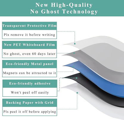 Magnetic Whiteboard Contact Paper 100" x 47”, Self-Adhesive Magnetic Dry Erase White Board Sticker for Wall, Peel and Stick Wallpaper, Easy to Write and Clean for Home Playroom Office