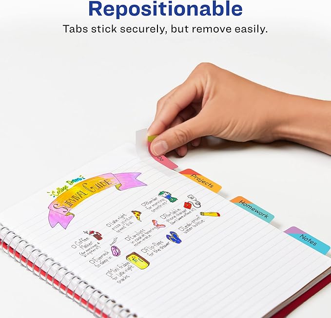 Avery Ultra Tabs Bundle, Student and School Subject Tabs, 2.5" x 1" Margin Tabs, 2-Side Printed, 48 Sticky Tabs (74903)