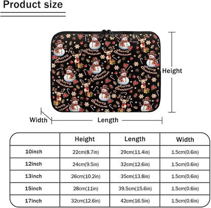Christmas Snowman Laptop Sleeve for Women 17 inch Laptop Protector with Multiple Uses Computer Carrying Case Portable Tablet Bag Lap Top Case Men Laptop Protector