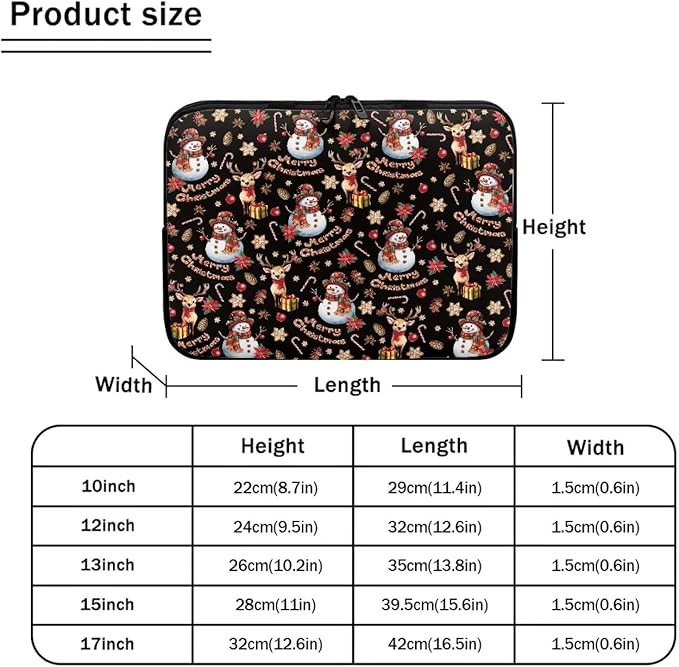 Christmas Snowman Laptop Sleeve for Women 12 inch Laptop Protector with Multiple Uses Computer Carrying Case Portable Tablet Bag Lap Top Case Men Laptop Protector