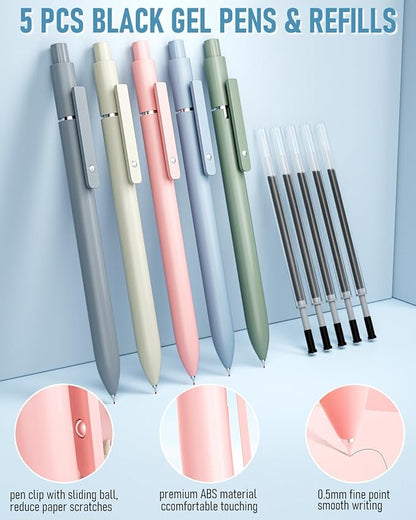 Nicpro 84 PCS Aesthetic Book Annotation Kit with Pen Case, 12 Dual Highlighters, 5 Gel Pens, 6 Mechanical Pencil, 2 Markers 1200PCS Transparent Sticky Notes and Tabs for Bible Study Student Stationary