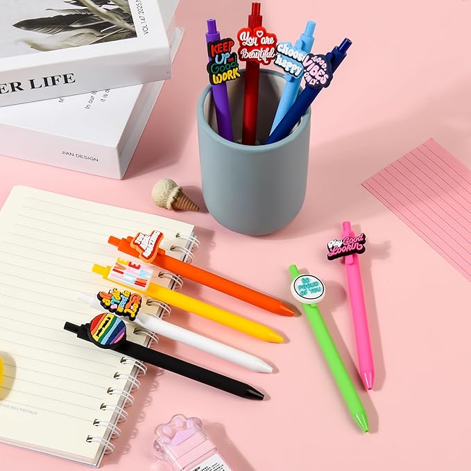 10Pcs Inspirational Ballpoint Pens with Postive Sayings and Cute Pattern Motivational Quotes Emotional Support for Adults Bulk for Coworkers Team Staff Funny Office Stationary (Motivational 2)