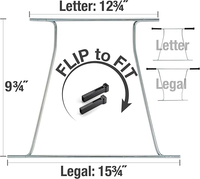 Officemate Universal Hanging File Frame, Letter and Legal Size, Rails 24 to 27, Steel, 1 Set (91966)