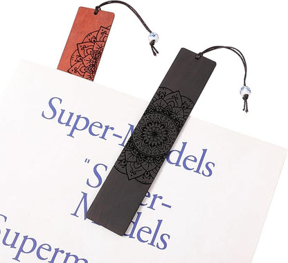 Mandala Bookmark, Book Marks for Book Lovers, Wooden Bookmarks for Adults, Book Lover Gifts (Round Mandala)