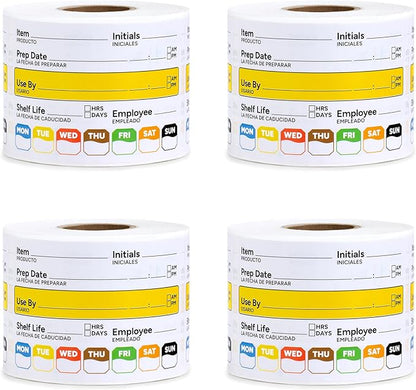Restaurant Quality Shelf Life Food Rotation Labels, 2' x 3' Self-Adhesive Removable Freezer Labels, Perfect for Reusable Containers, Easy to Remove, Food Safety Date Stickers (4 Pc)