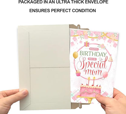 Prime Greetings Mother Birthday Card, Made in America, Eco-Friendly, Thick Card Stock with Premium Envelope 5in x 7.75in, Packaged in Protective Mailer