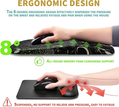 Hokafenle Ergonomic Mouse Pad Wrist Support with Massage Design, Wrist Rest Pain Relief Mousepad with Memory Foam&Non-Slip PU Base,Mouse Pads for Wireless Mouse (12x8 inch,Tarot Constellation)