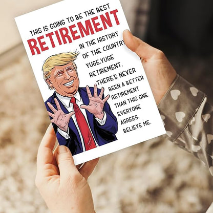 Best Trump Retirement Gifts for Woman Men, Funny Coworker Colleague Retirement Card, Happy Leaving Card for Retired Boss Teacher Friend Family