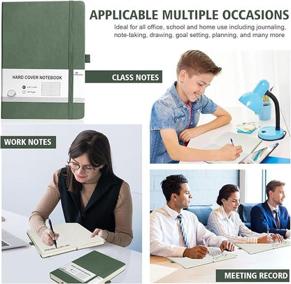 Lined Journal Notebook, 360 Numbered Pages(With page number), Thick Journal for Writing B5 College Ruled Notebook, 100gsm Lined Paper, Leather Hardcover, 9.8'' X 6.9''-Morandi Green