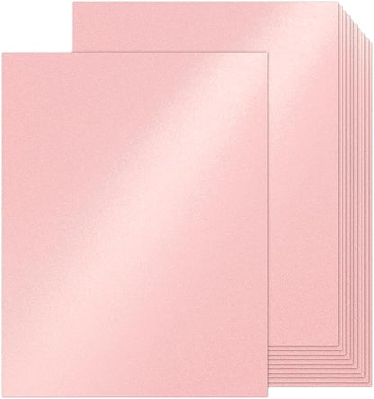 24 Sheets Pink Shimmer Cardstock 8.5 x 11 Iridescent Paper, Goefun 80lb Card Stock Printer Paper for Invitations, Valentines Day, Crafts, DIY Cards