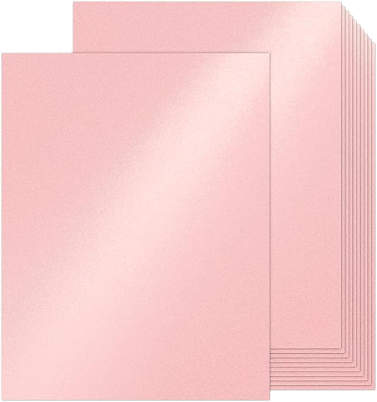 24 Sheets Pink Shimmer Cardstock 8.5 x 11 Iridescent Paper, Goefun 80lb Card Stock Printer Paper for Invitations, Valentines Day, Crafts, DIY Cards