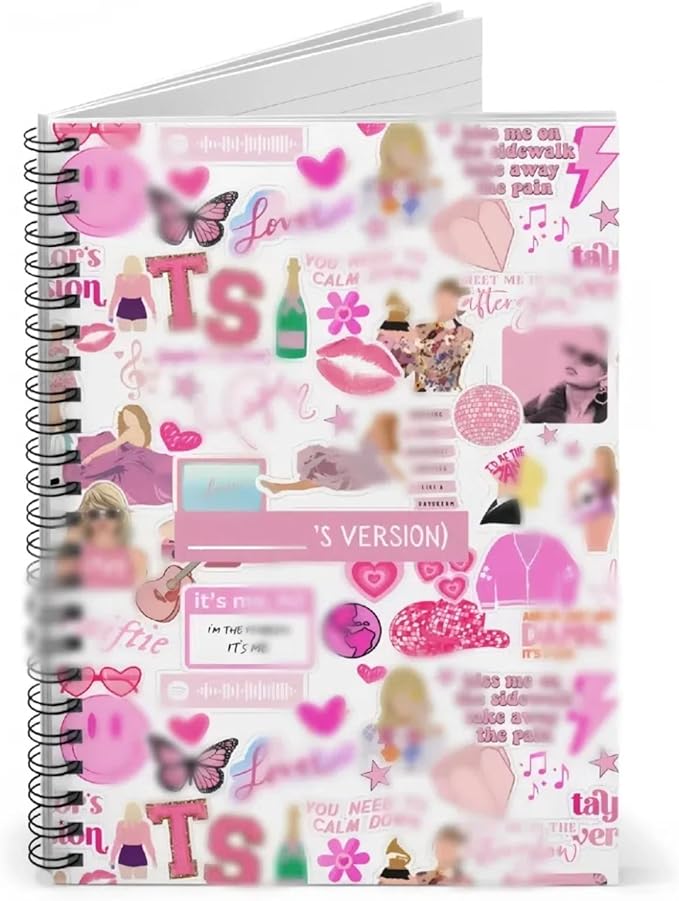 Music Singer Fans A5 Notebooks, Spiral Notebook College Ruled A5, 160 Pages Thick Paper Wire Bound Notebooks for Note Taking School Office Supplies,Pink
