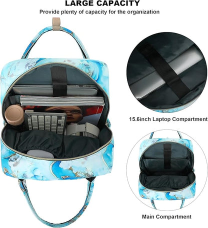 Marble Laptop Backpack College Bookbag School Backpack for Women Girls, Travel Backpack 15.6 Inch Computer Backpacks (Green)