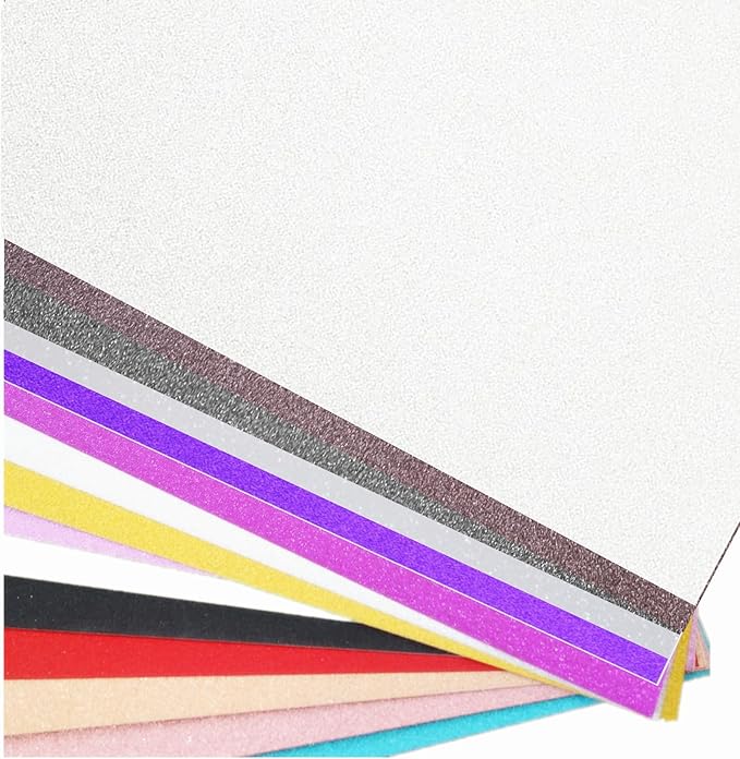 Baisunt 20 Sheets White Glitter Cardstock Paper for DIY Art Project, Scrapbook, Birthday Wedding Party Decoration 250GSM(8x12 In, Non Adhesive)