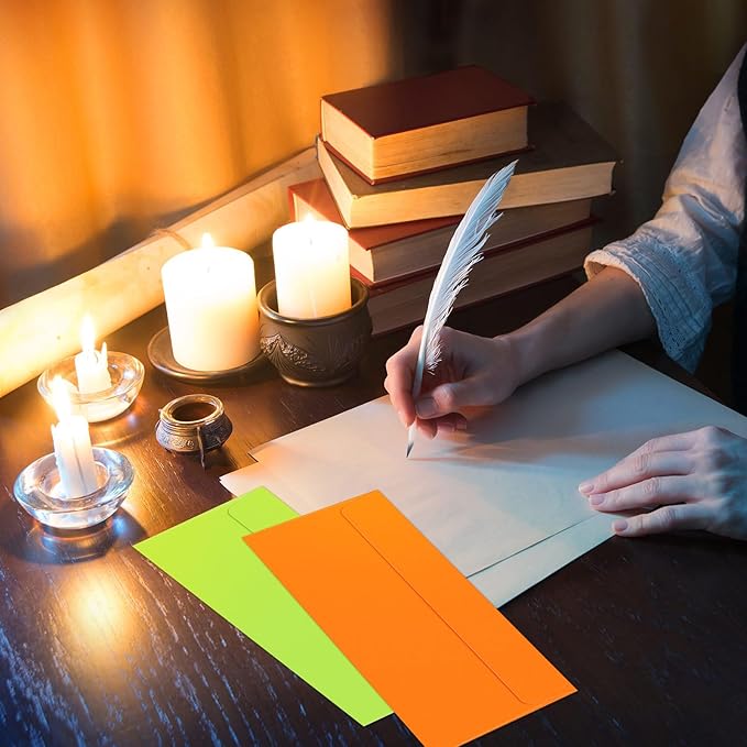 500 Pcs #10 Business Envelopes Adhesive Standard Envelopes Colored Envelopes for Office Check Invoices Letters Letterhead Invitations Announcements 4-1/8 x 9-1/2'' (Neon Color)