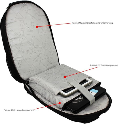 Dejuno Commuter Backpack Checkpoint-Friendly Laptop Pocket, Black, 15.6-Inch