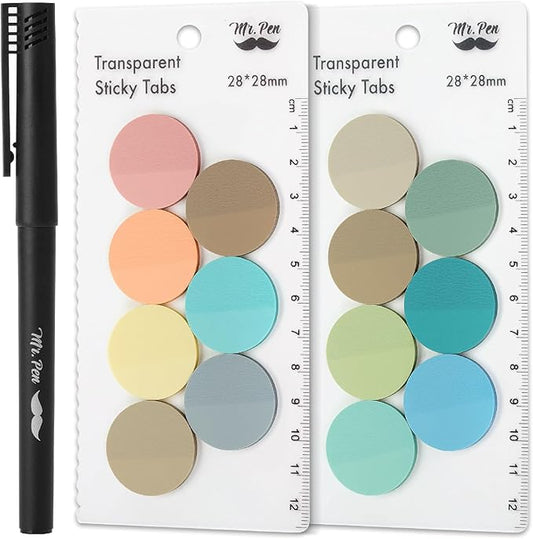 Mr. Pen- Transparent Sticky Note Set, 560Sheets, Colorful, Round Transparent Sticky Notes Set, Bible Sticky Notes Clear Sticky Notes Transparent, Bible Notes, Transparent Sticky Notes for Bible Study