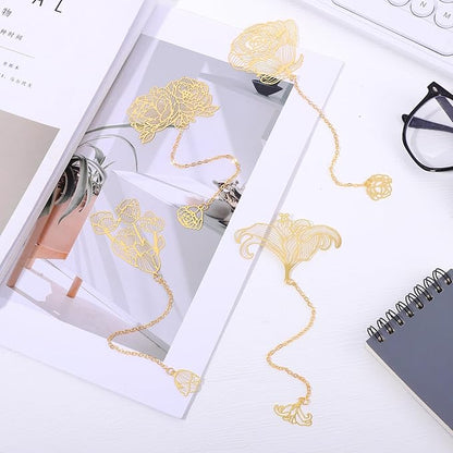 4 Pack Metal Bookmark for Reading Women, Cute Book Mark with Gift Box Stocking Stuffers Gifts for Women, Readers, Book Lovers, Adults