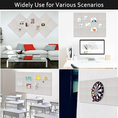 Large Cork Board Alternative for Walls, 47"x35" 12 Pack Felt Wall Tiles Bulletin Board with 30 Push Pins, Sticky Notes, Cork Boards for Office Pin Board Tack Board Felt Boards (Light Camel)