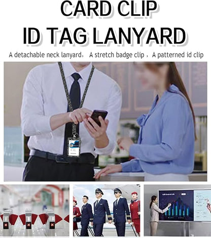 ID Badge Holder with Retractable Lanyard and Keychain, Badge Reel with Rotate Carabiner Clip,Spider Web Card Name Tag Lanyard ID Protector Bage Clips for Student, Women, Office