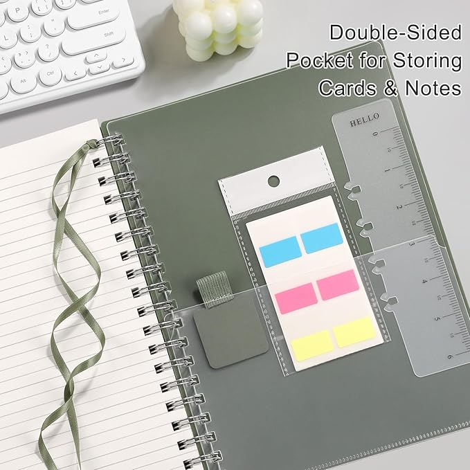 EMSHOI Lined Spiral Journal Notebook, A5 College Ruled Notebook, 300 Pages/150 Sheets, 100gsm Acid-Free Paper, Waterproof Softcover Notebook for School, Work, Note Taking, 5.7" × 8.22" - Light Green