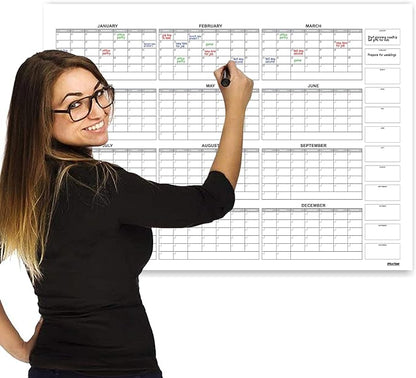 Dry Erase Laminated Super Jumbo Calendar 58"x42" white