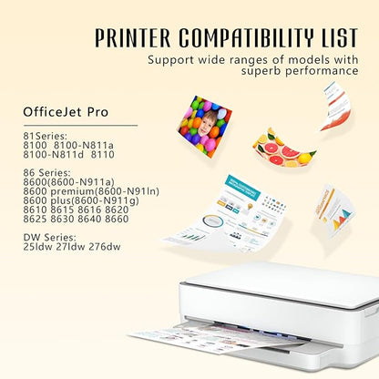950 XL 951 XL HP950XL/951XL 8600 Ink Cartridges Combo Pack Compatible for HP 950XL 951XL Ink Cartridges for HP Printers for OfficeJet Pro 8600 8610 8630 8620 8615 8625 8100 276DW 251DW Printer