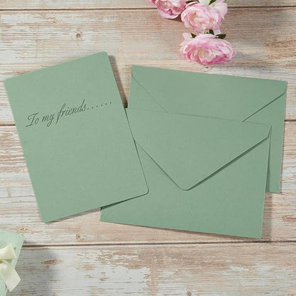 A7 Colorful Envelopes and Blank Cards 24 Pieces A7 Envelopes and 24 Pieces 5x7 Colorful Flat Cards for Weddings, Invitations, Birthday, Baby Shower (Sage Green)