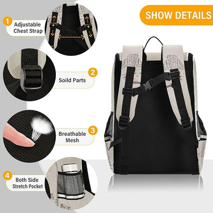 Western Desert Cowboy Backpack with Reflective Strip for Kids Boys Girls Elementary School Bag Removable Chest Strap
