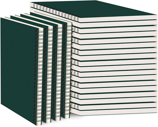 Epakh 22 Packs Spiral Notebook Hard Cover Spiral Journal, Wide Ruled Pages, 50 Sheets 100 Pages, Lined Style(Dark Green,A5)