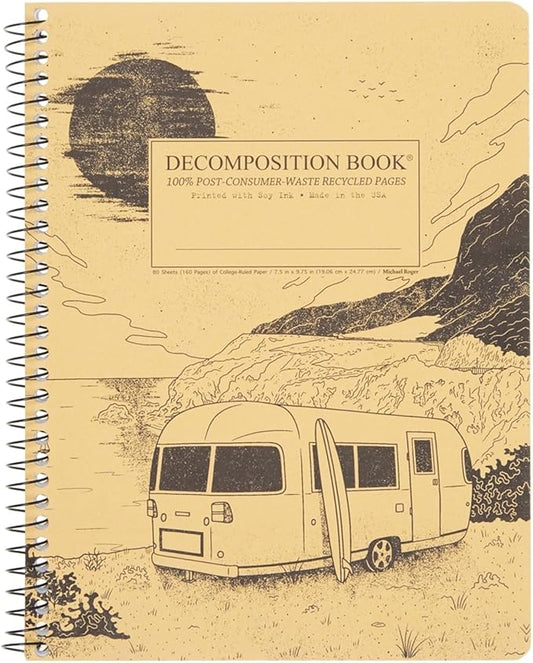 Decomposition Big Sur College Ruled Spiral Notebook - 9.75 x 7.5 Journal with 160 Lined Pages - 100% Recycled Paper - Notebooks for School Supplies, Home & Office - Made in USA